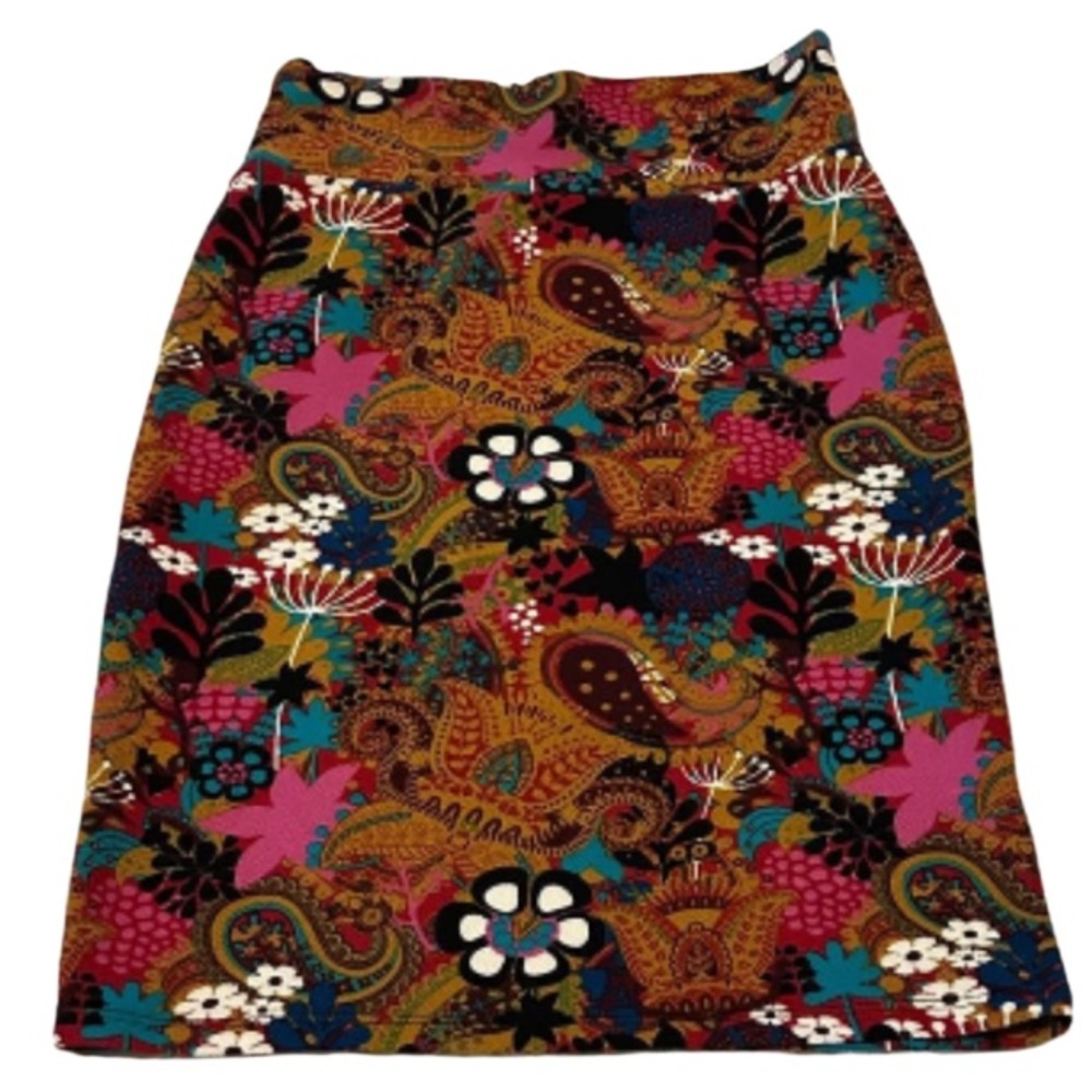 LuLaRoe Cassie Pencil Skirt Large Floral Paisley Multicolor Stretch - Picture 4 of 11